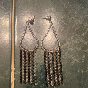 Elegant Silver and Black Chain Earrings